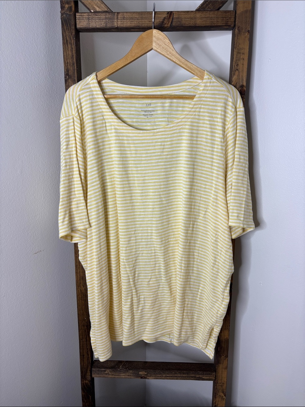 J. Jill Striped Pima-Slub Scoop Neck Side Slit Tee Size 3X